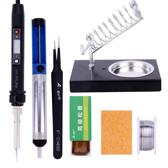 A-BF 836D LCD Display Soldering Iron Digital Solder Iron Set Temperature Adjustable Kit Welding Tools Rework Station 60W: A-BF 836D SET3 / EU