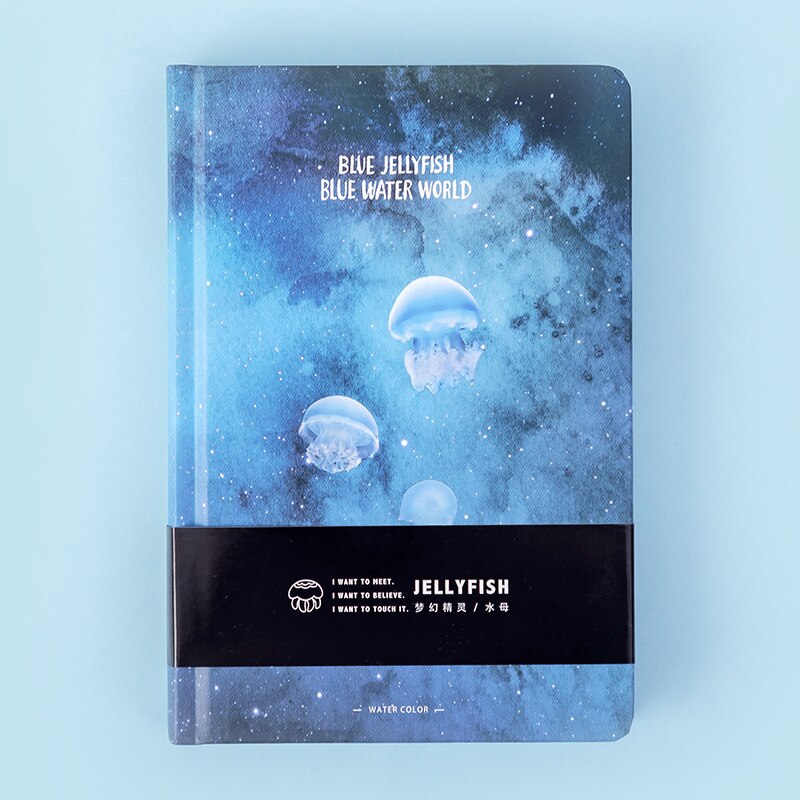 2022 Blue Jellyfish Notebook A5 Blank Color Art Drawing Papers Journal Hard Cover Note Book Korean Stationery: C