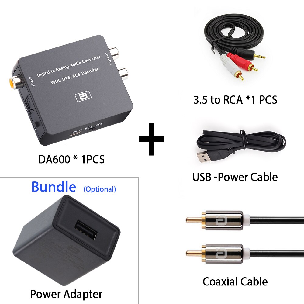 Decodificador de Audio Digital DAC 5,1 canales HIFI a analógico, convertidor de audio estéreo DTS AC3 PCM, fibra óptica Coaxial a RCA 3,5 MM, 2 canales DA600: DA600B TAC510 /  Opción 4