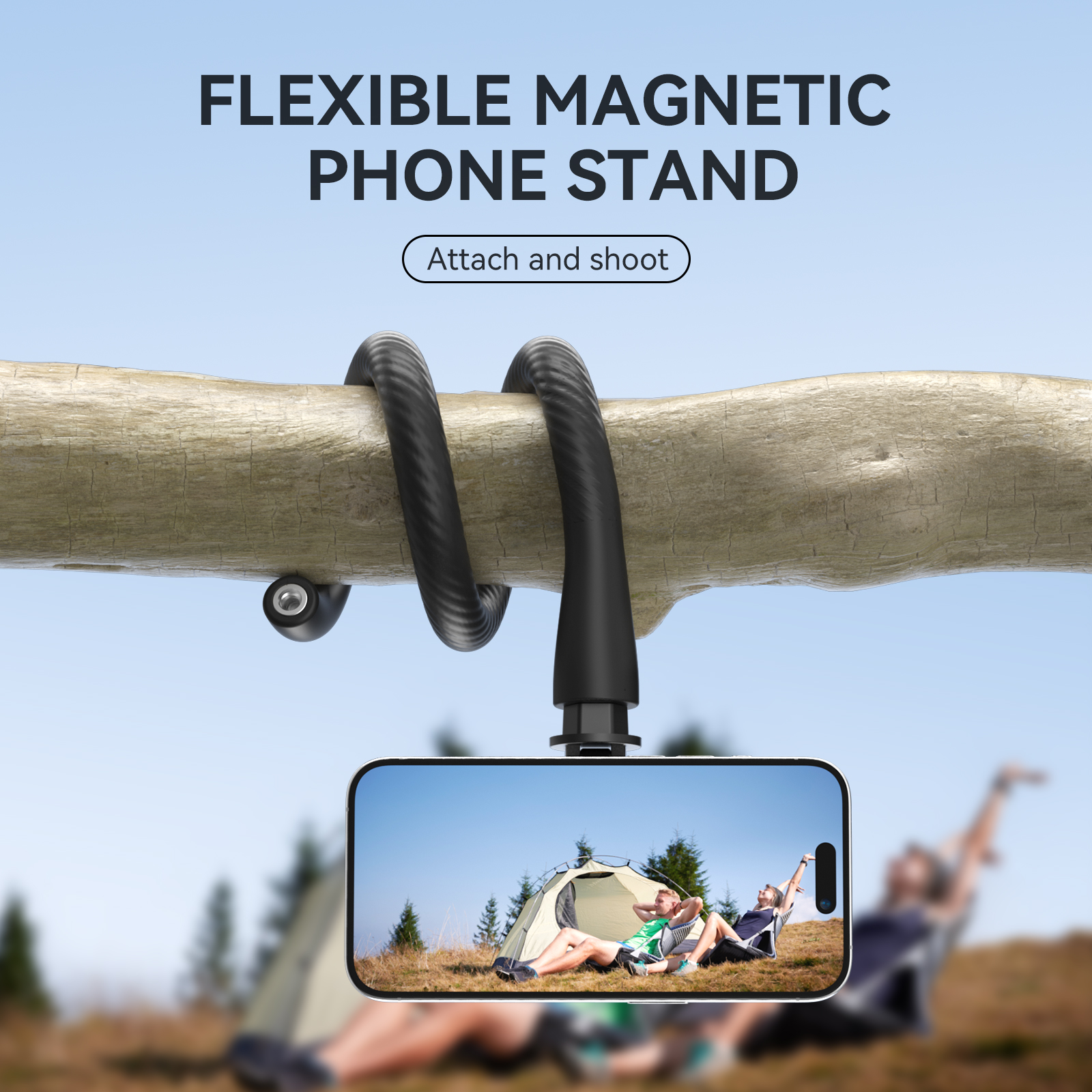 TELESIN Magnetische flexibele telefoonhouder Klem Statiefstandaard Stick Pole Bike Motorcycle Telefoonhouder Stand voor iPhone Android-telefoons