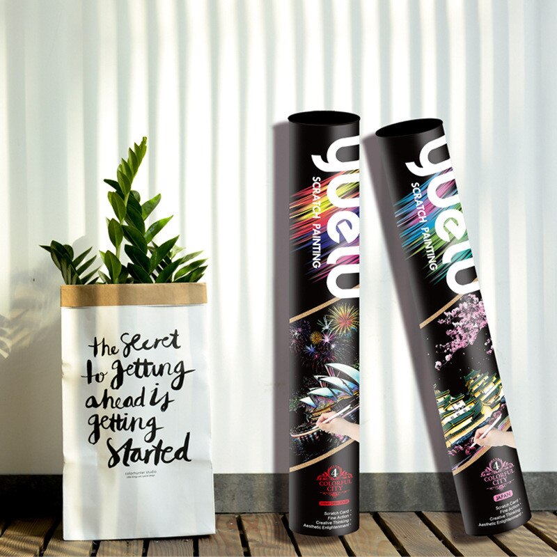 Diy Handleiding Schrapen Schilderij Grote 75*52Cm Reel Wereldberoemde Lanscape Building Night View Kras Schilderen Papier tekening Speelgoed