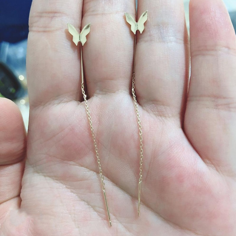 Lange Quaste Schmetterling Tropfen Ohrringe Gold Silber Farbe Koreanische Hängen Frauen Ohrringe Party Schmuck