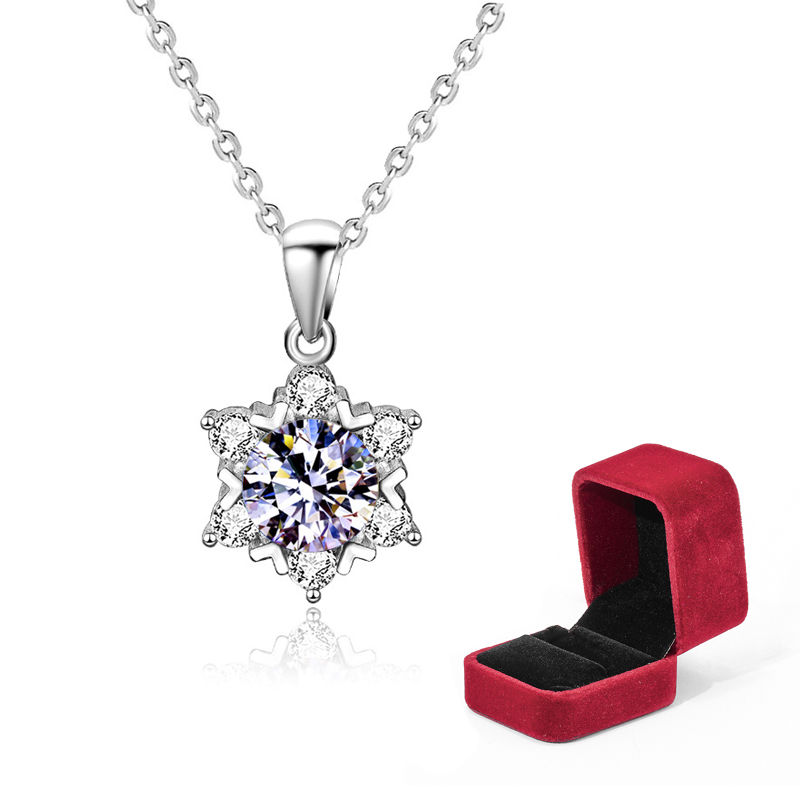 Moissanite Diamond Sterling Zilver 925 Sneeuw Hanger Kettingen Voor Vrouwen Wedding Zilveren Sieraden Met Certificering: Default Title