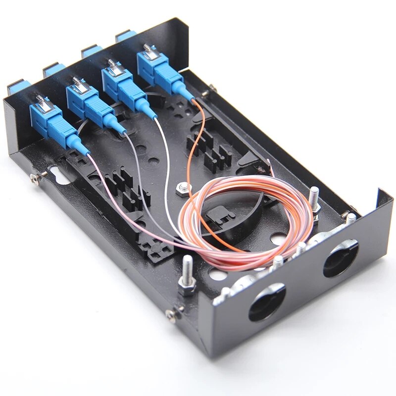 2pcs 4core fiber optic termination box full installed SC FC ST pigtail&amp;adapter SPCC MINI patch panel ftth distribuion ELINK