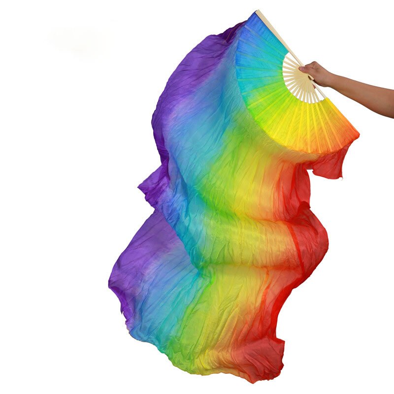 Éventail de danse du ventre pour femmes, voile en soie, accessoires de scène professionnels, Costume Oriental, 100%