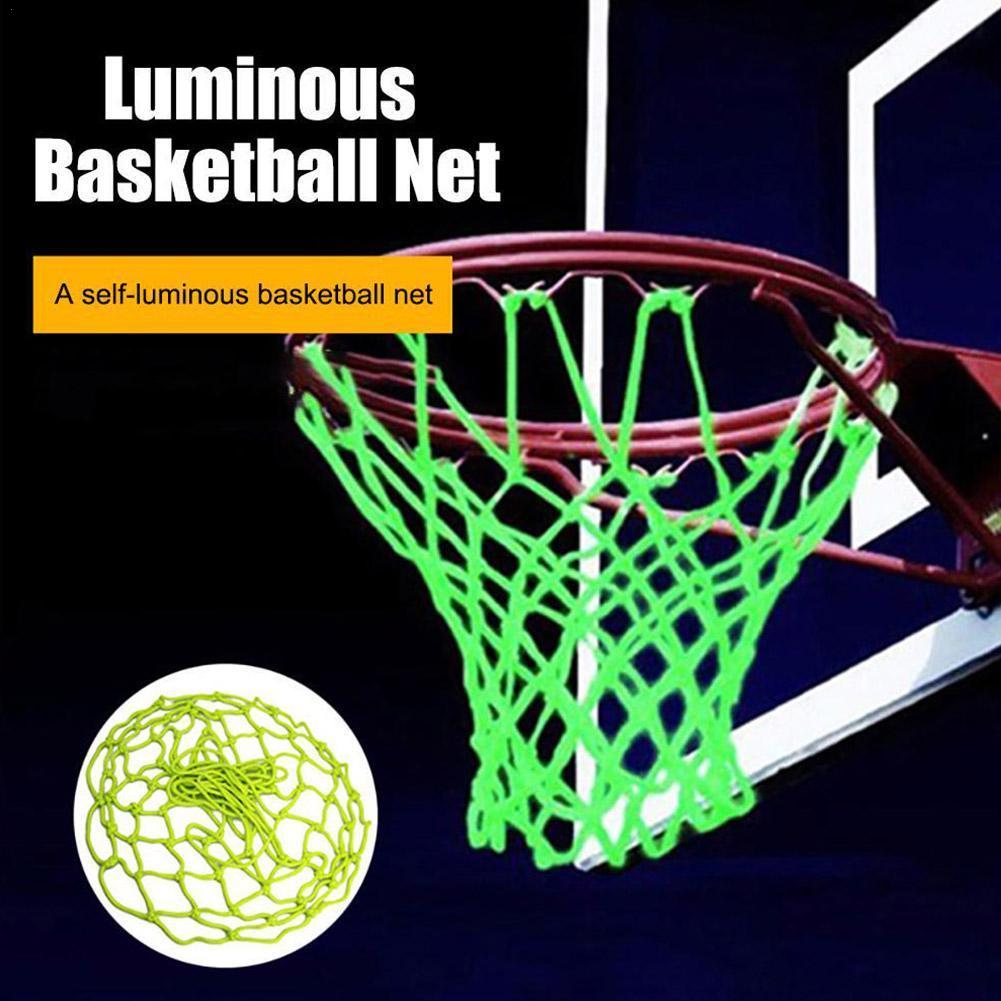 1Pc Luminous Basketbal Netto Groene Fluorescerende Basketbal Sport Fluorescerende Standaard Basketbal Netto Basketbal Net Night