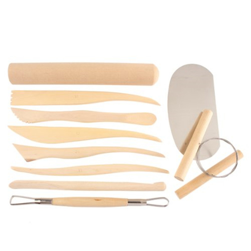 Cuchillo afilado para esculpir arcilla de madera, herramientas para modelar pequeñas figuritas de cerámica, 10 unids/set por juego