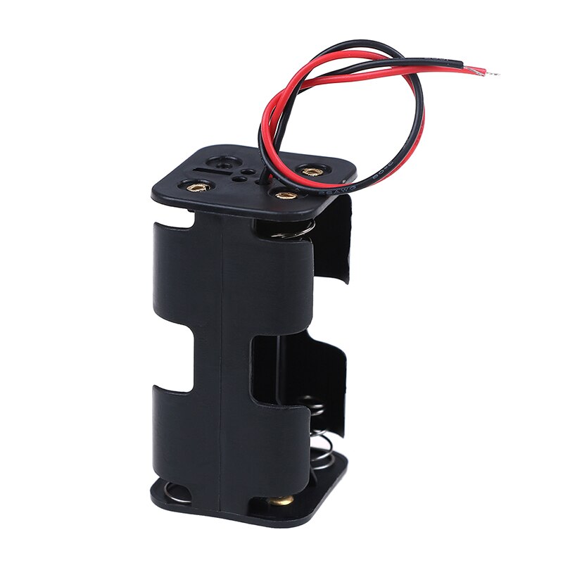 2 stk sortere plast batteriholder koffert med kablet til 4 x aa batterier