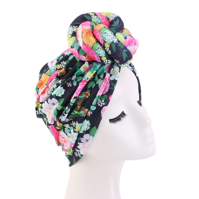 African Print Turban for Women Pre-Made Top Knot Head Wraps Flower Stretch Hijab Ladies Party Wedding Headdress: Silver