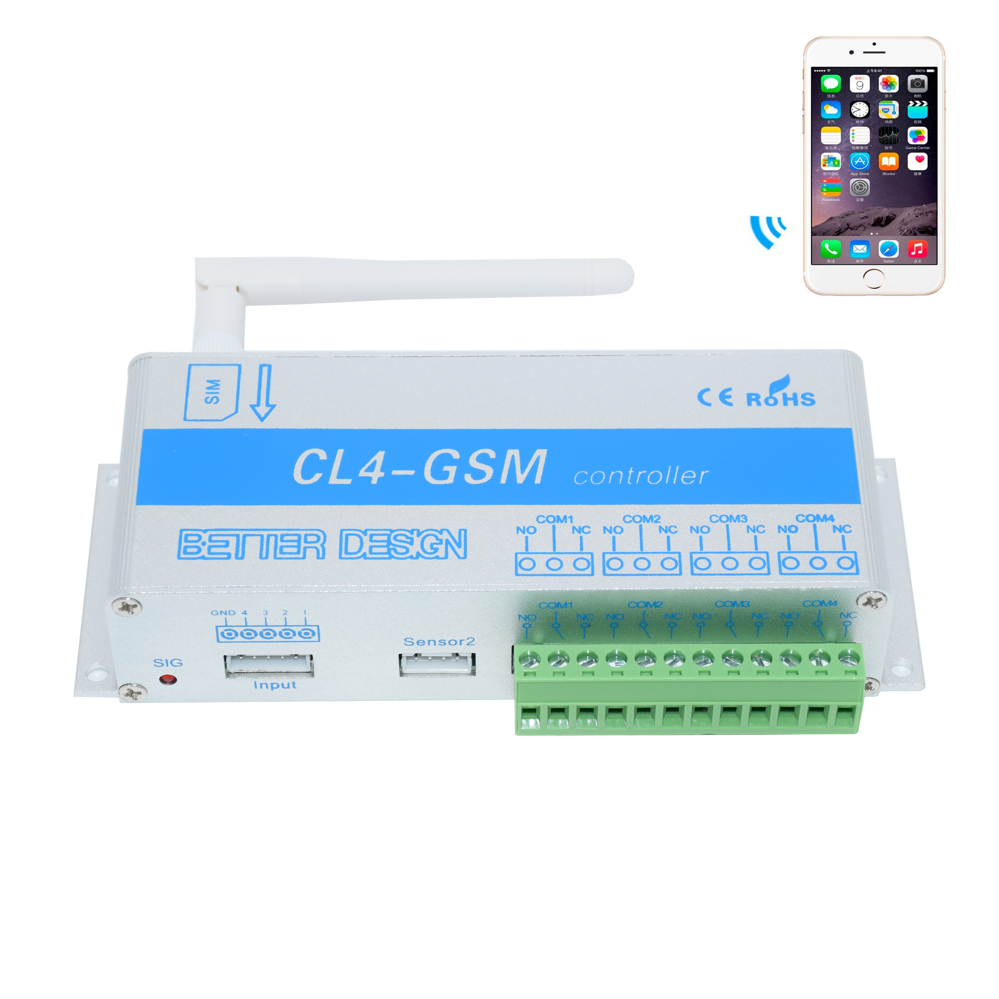 Wireless GSM SMS Remote Schalter Controller Modul CL4-GSM 4 Weg Relais Ausgang Für AUF/OFF High-power AC motor elektrische lock