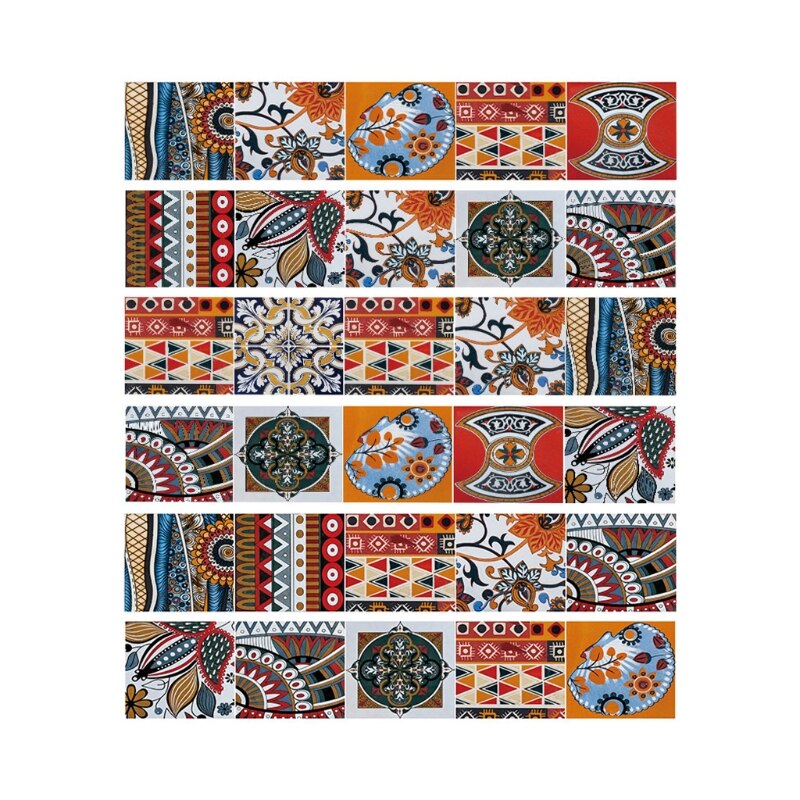 6 stk/sett 3d mandala blomstertrapp trapp stigerør gulvklistremerke selvklebende gjør-det-selv-trapp vanntett pvc veggdekor: 6