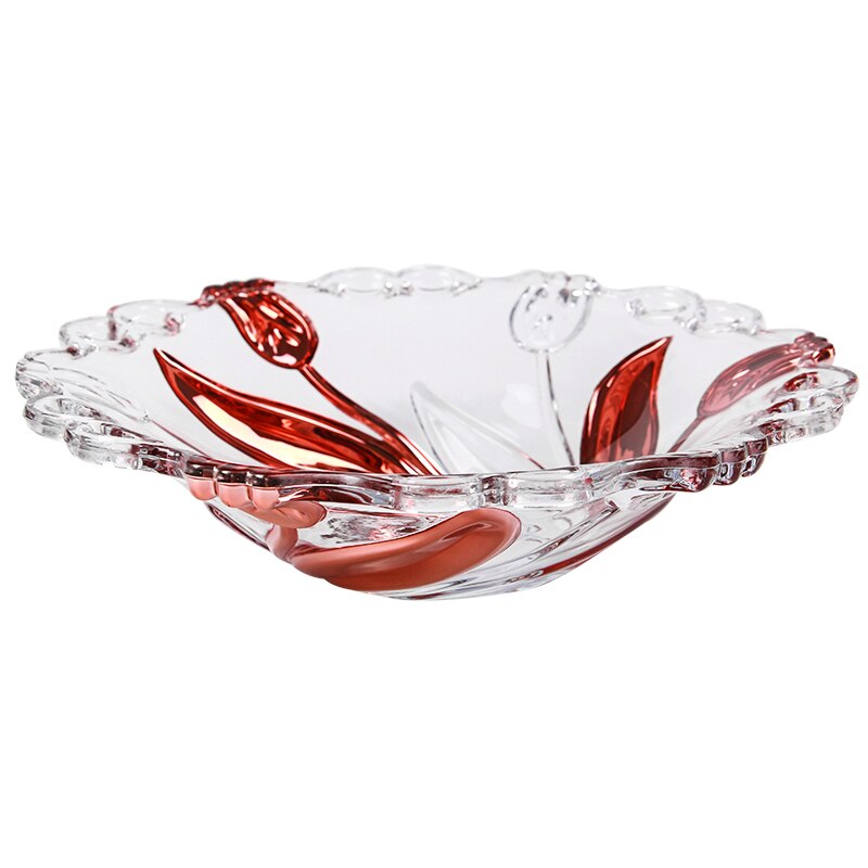 Crystal glass fruit plate golden tulip flower bowl living room bar Snack dried plates mx7191154