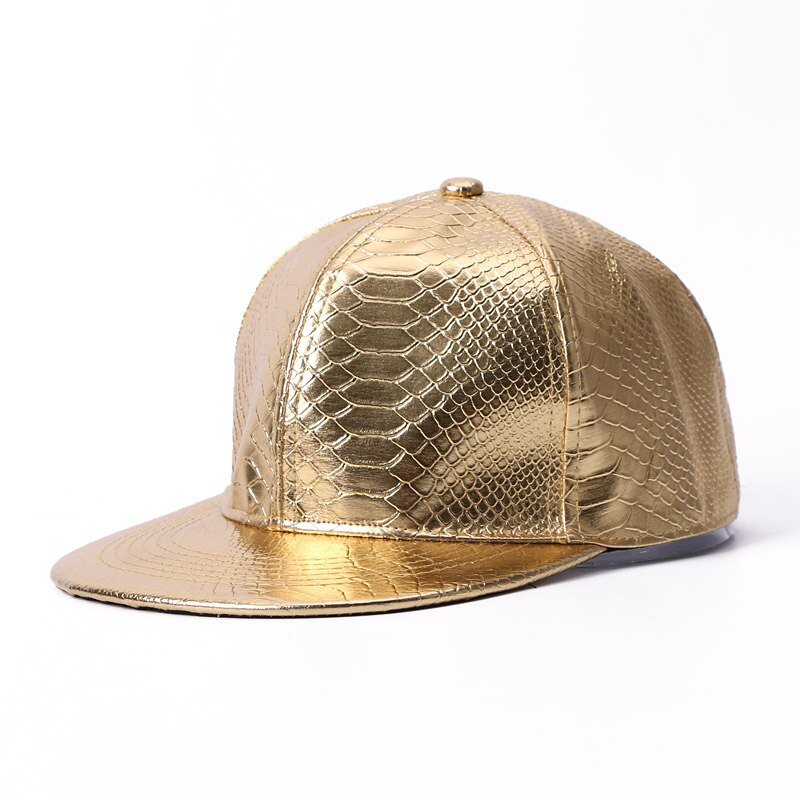 Sommer hatte baseball kasket kvinde mand far hat forår skinnende gylden sølv læder hip hop kasketter justerbar farve snapback sort