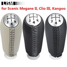 5 prędkość skórzane gałka zmiany biegów MT dla Renault Megane II MK2 sceniczny 2 Clio 3 III MK3 GearShifter główka pióra piłka czarny szary beżowy