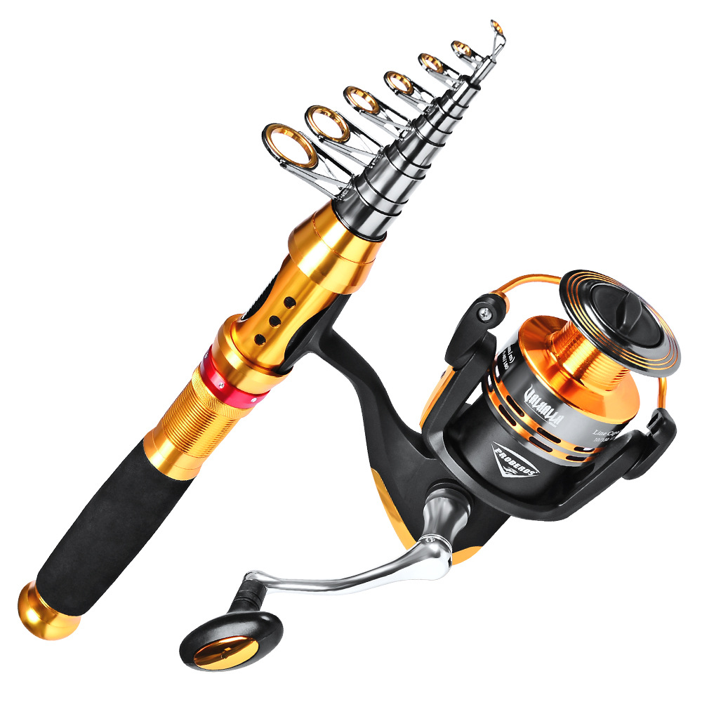 PROBEROS Telescopic Fishing Rod and Fishing Reel Combo 1.5-2.7m Carbon Fiber Pole and 5.0:1 Gear Ratio Spinnining Reel Kit Pesca