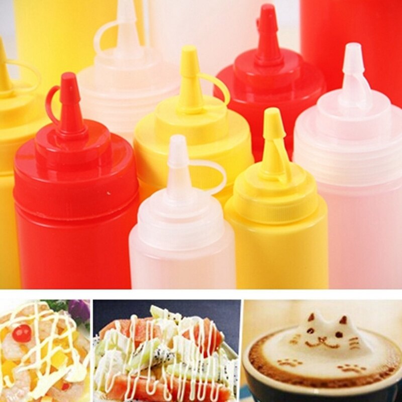 Squeeze Sauce Bottle Plastic Leak-proof Salad Squeeze Bottle Pointed Seasoning Bottle Dispenser Bottle Ketchup Sauce Bottle