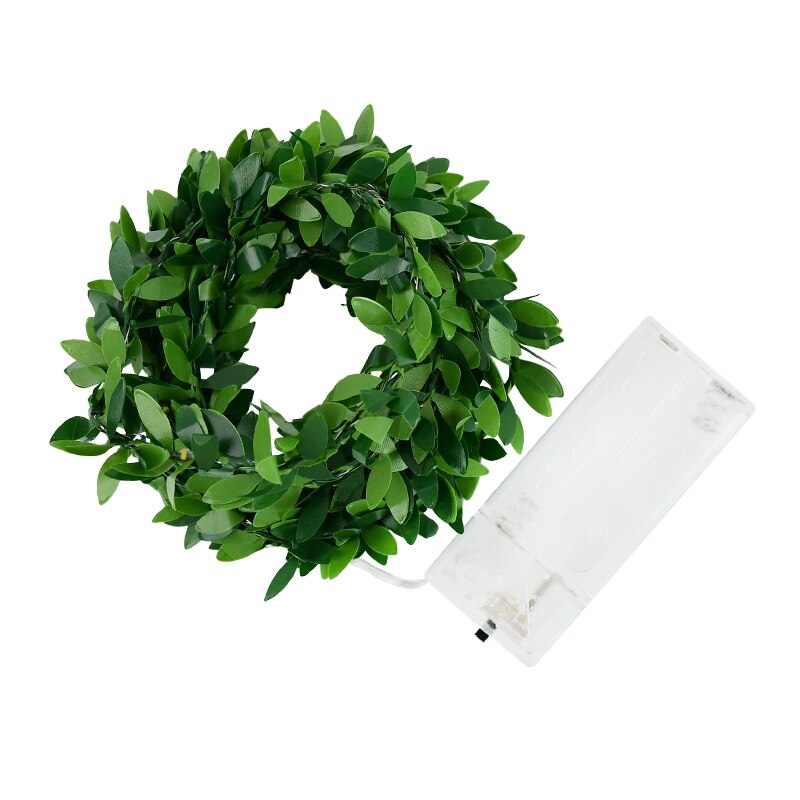 Guirnalda de hojas blancas cálidas para decoración del hogar, luces de hadas alimentadas por batería, con hojas de vid y hiedra, para bodas y jardín, 20 led