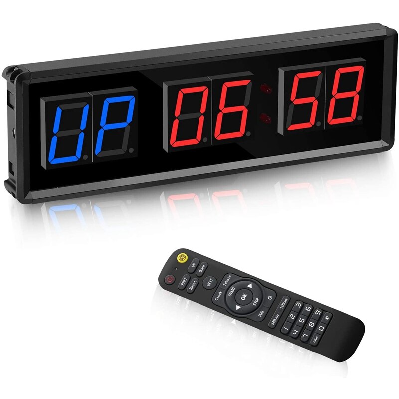 Led-intervaltimer, gymtimer, wandklok, stopwatch, wandtimer met afstandsbediening voor training in de open lucht