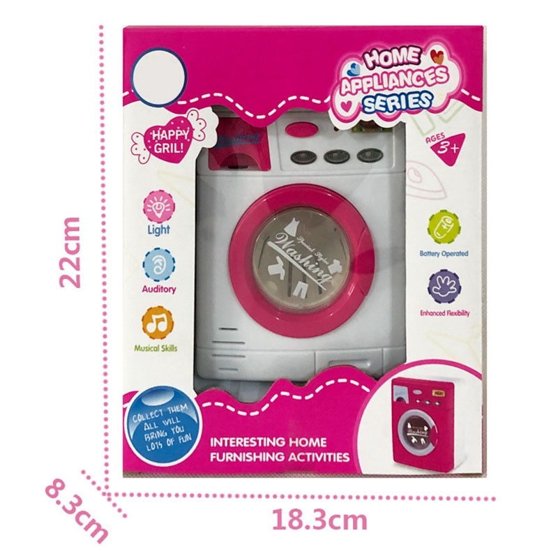 Mini Home Toy Washing Machine Light Sound Auto Drain Rotating Drum