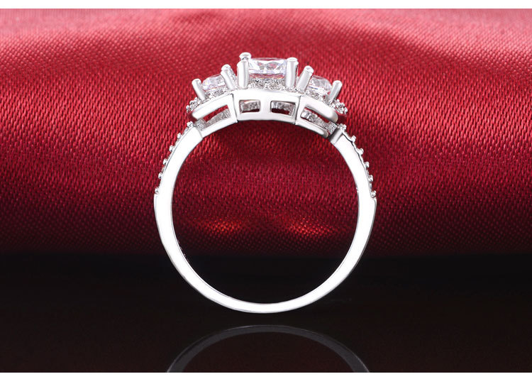 Originale ægte sølvfarvede ringe tre sten forlovelsesring til kvinder luksus jule anel smykker  r1406