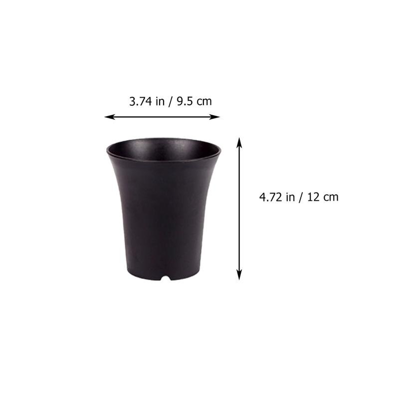 10 Stuks Plastic Zwart Bloempotten Bloembakken Home Indoor Outdoor Office Vetplant Potten Planten Potten Met Drainage Gat