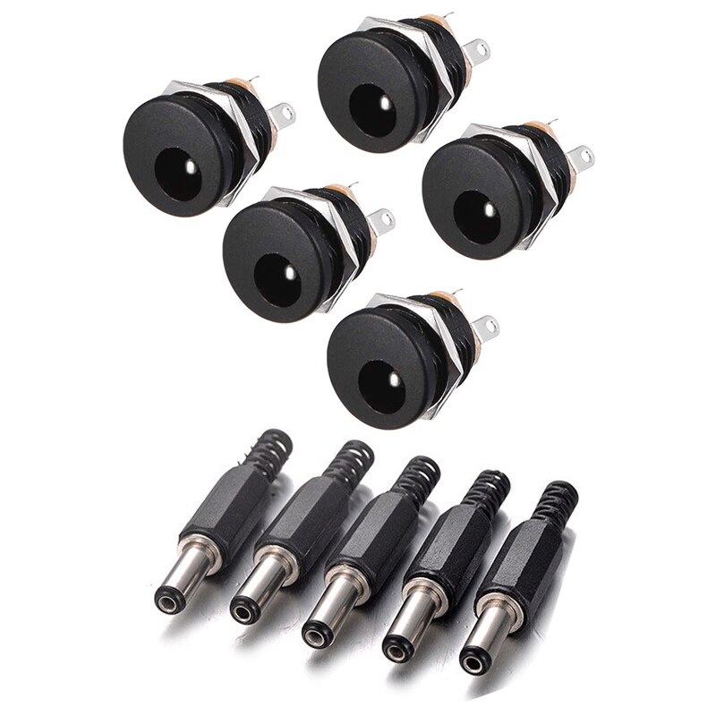 10PCS DC Power Connector pin 2.1x5.5mm Female Plug Jack + Male Plug Jack Socket Adapter PCB Mount DIY Adapter Connector 5.5x2.1: Male5 Female5 type3