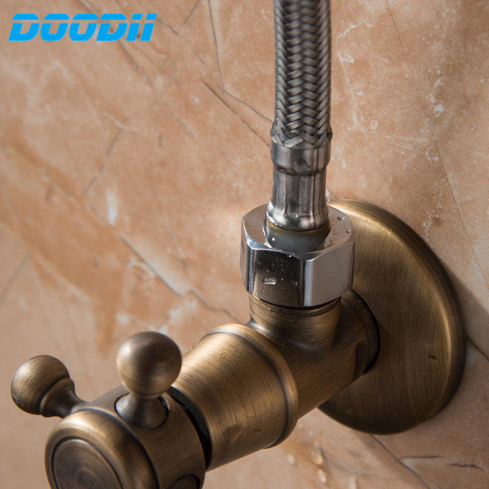 Angle Valves Antique Brass brushed Kitchen Bathroom Accessories Angle Valve for Toilet Sink Basin Water Heater DOODII