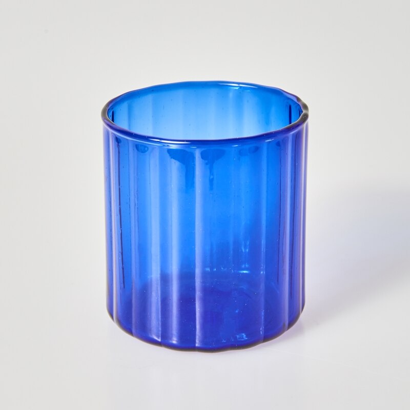6 farger glass kopper varmebestandig glass kopp brygge krus stripe glass te kontor juice kaffe melk krus familie kopper: 1pc blå
