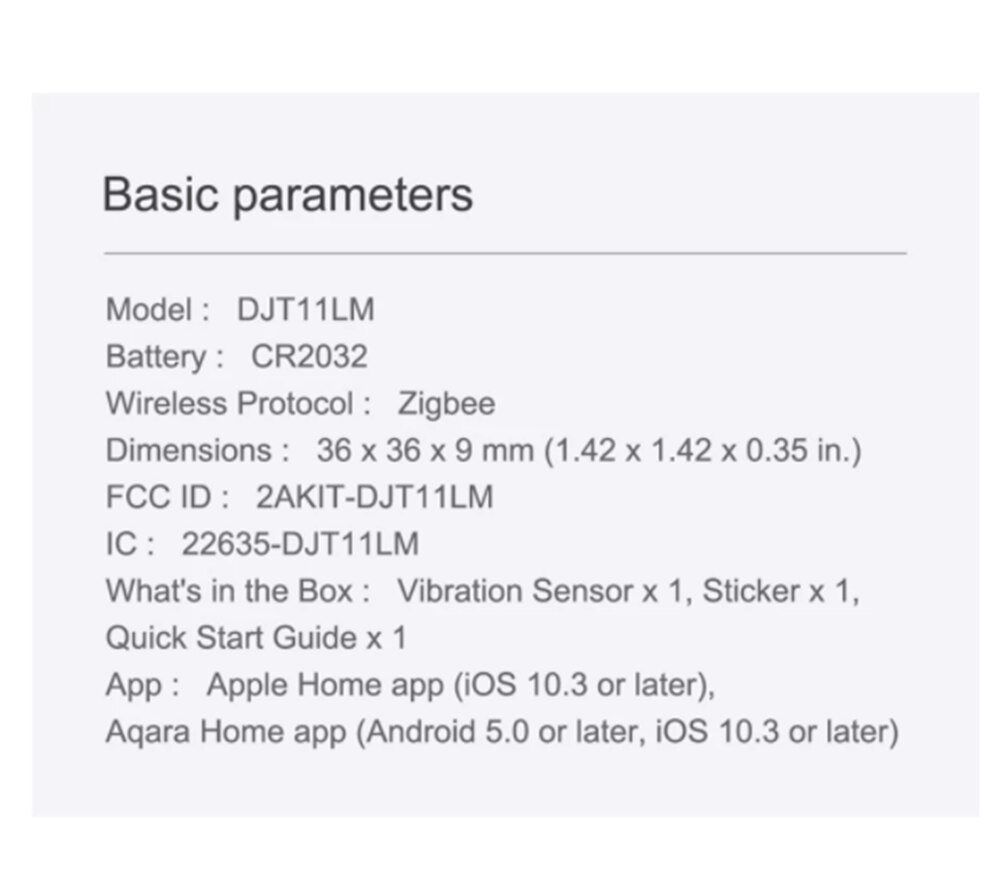 Aqara Smart Vibration Sensor ZigBee Shock Sensor for Home Safety, for Siaomi xiaomi mijia Mi Home App International Edition