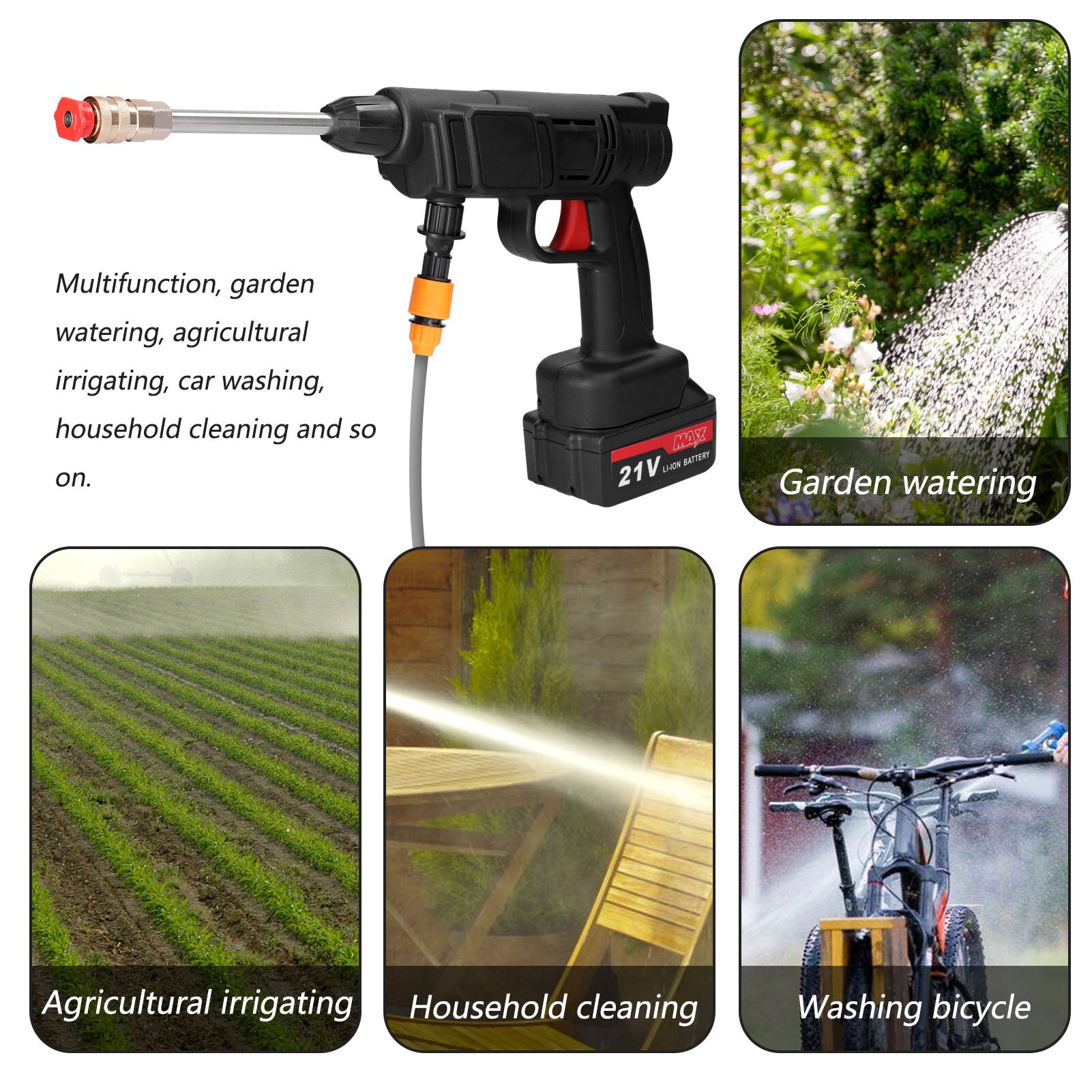 Household Cordless High Pressure cleaner Car Wash Tool Portable Vehicle Cleaning Machine Automobile Washer with Foam Bottle