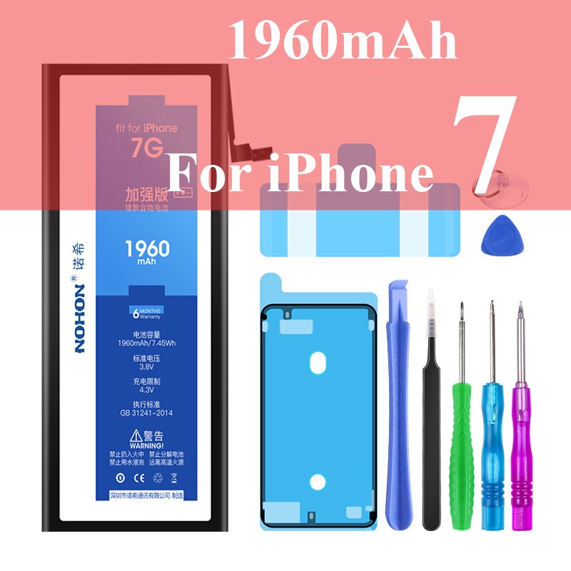 Nohon Battery For Apple iPhone 6s 6 7 8 Plus SE X Xr Xs Max 6sPlus 6sP 6P 7P 7Plus 8P iPhoneSE 1624mAh-3650mAh Batteries +Tools