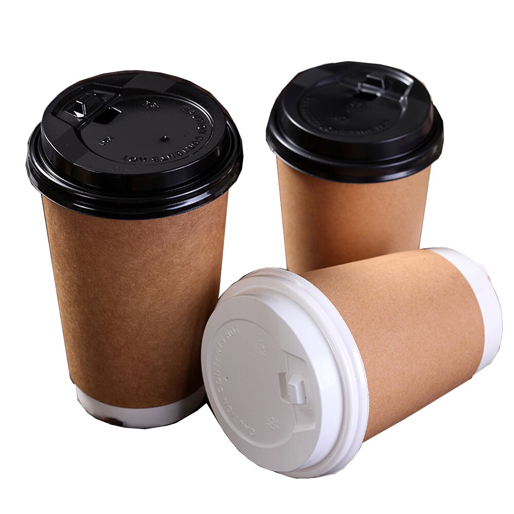 [ 100 stk] kaffekrus i brunt papir, engangs dobbelt fortykkelse forhindrer kaffekop 8/14/16 oz