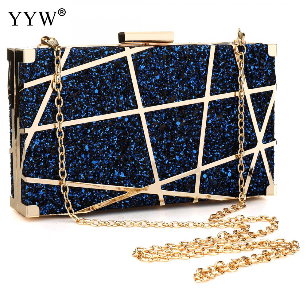 Gold Acrylic Lattice Sequin Chain Bag Women PVC Evening Clutches Bags Small Party Handbags Purse Wedding Box Female Bolsa