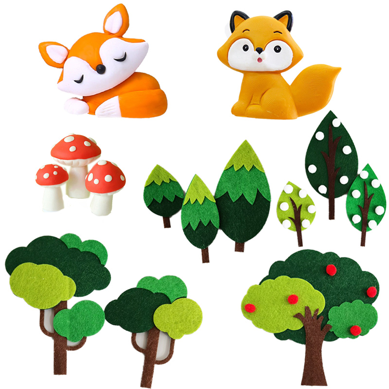 Ensemble de décoration de gâteau en forme d&#39;animaux, 8 pièces, pour anniversaire, Jungle, Safari, ferme, forêt, Zoo, fournitures pour fête prénatale: Woodland
