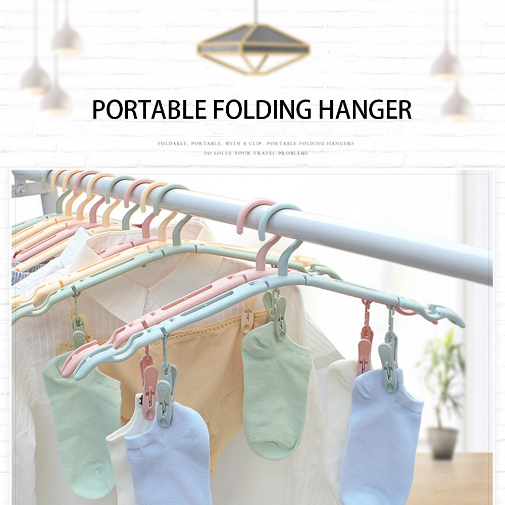 Składany wieszak podróżny wielofunkcyjny przenośny z klipsem plastikowy wieszak antypoślizgowy oszczędność miejsca w podróży artykuły domowe