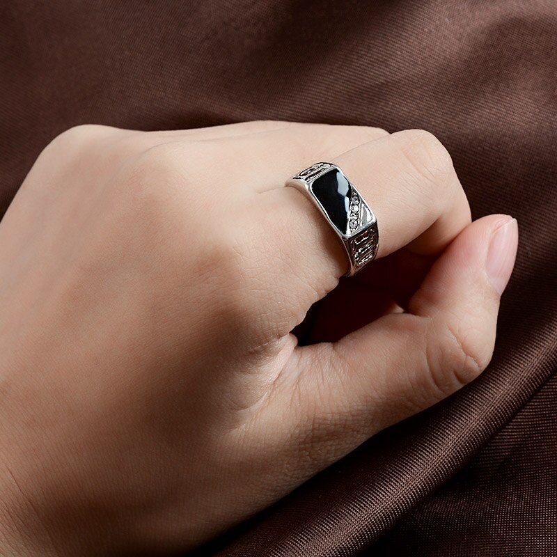 H: hyde Stijl Maat 7-12 Klassieke Goud-Kleur Strass Mannen Ring Zwart Emaille Mannelijke Vinger Ringen Beste selling Dy
