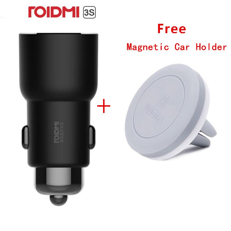 ROIDMI 3S Bluetooth 5V 3.4A Car Charger Music Player FM Smart APP + Magnetic Car holder for Smartphone