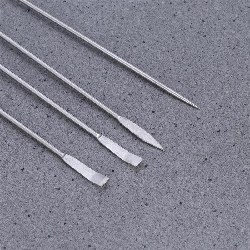 4 Stks/pak Laboratorium Lepels En Spatel Rvs Micro Laboratorium Lepels Reagens Sampling Lepel Lab Spatels Set