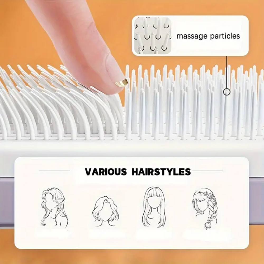 Cepillo de pelo giratorio autolimpiante, peine con cojín de aire para masaje, peine retráctil mágico para mujeres, peine alisador de cabello antiestático
