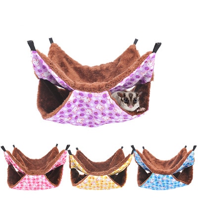 Set Double Thick Plush Warm Bed Rat Hammock for Hamster House Hanging Nest Sleeping Bag Hanging Tree Beds Hamster Cages