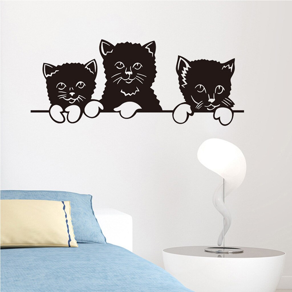 Cute Cat Theme Family Room Window Wall Mural Decorative Decal Beautiful Diy Detachable Wall Sticker Accessories Tools