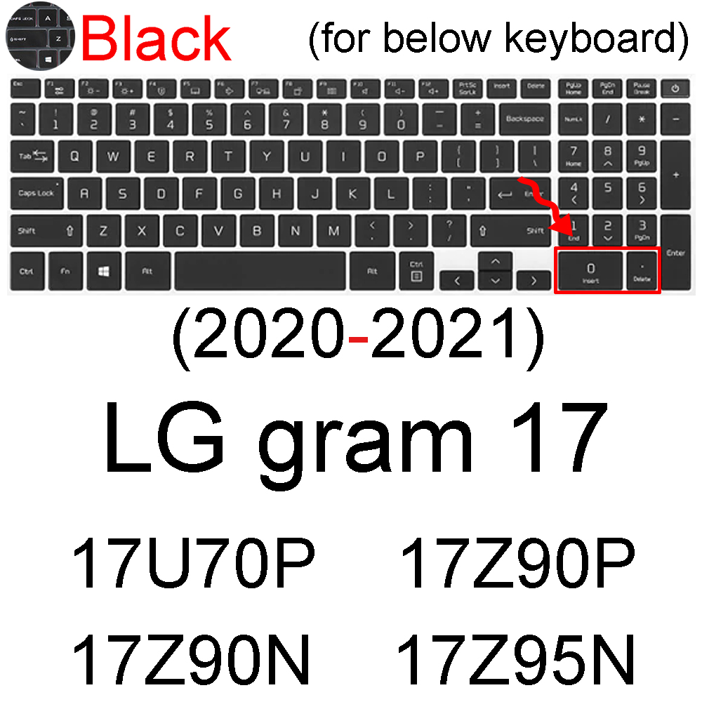 Funda de teclado para LG gram, Protector de silicona para PC Ultra, 15, 15Z950, 15Z970, 15Z975, 15Z980, 15Z990, 15Z995, 15Z90N, 15Z95N, 15,6: Black gram 17
