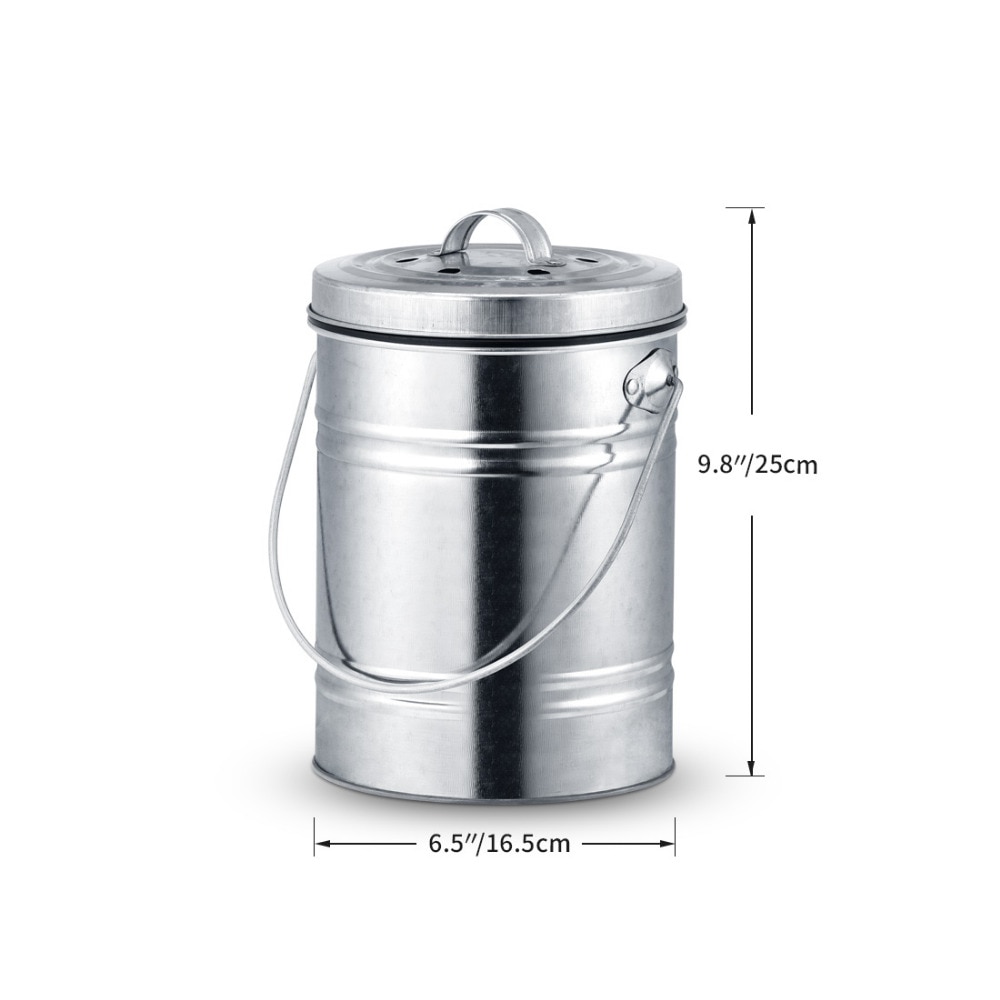 ANHO Stainless Steel Trash Can Deodorant Mini Bucket with Lid Compost Bin Counter Top Waste Bin Kitchen Garbage Storage Bucket