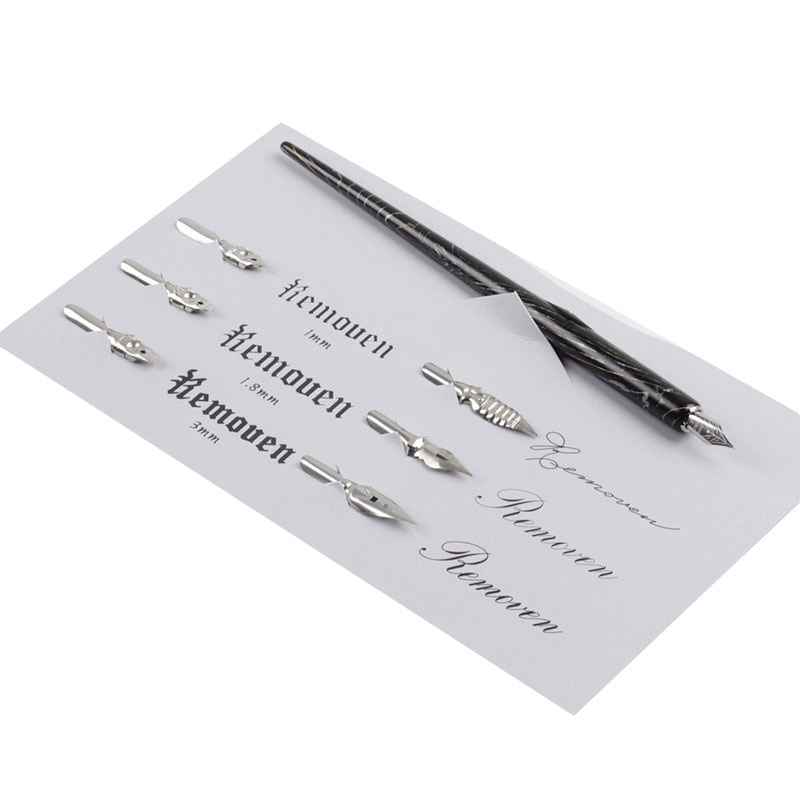 Dip Pen Wood Handcrafted Calligraphy Nib Holder Set with 6 Nib for Practicing Different Fonts Office Supplies School Dip Pens