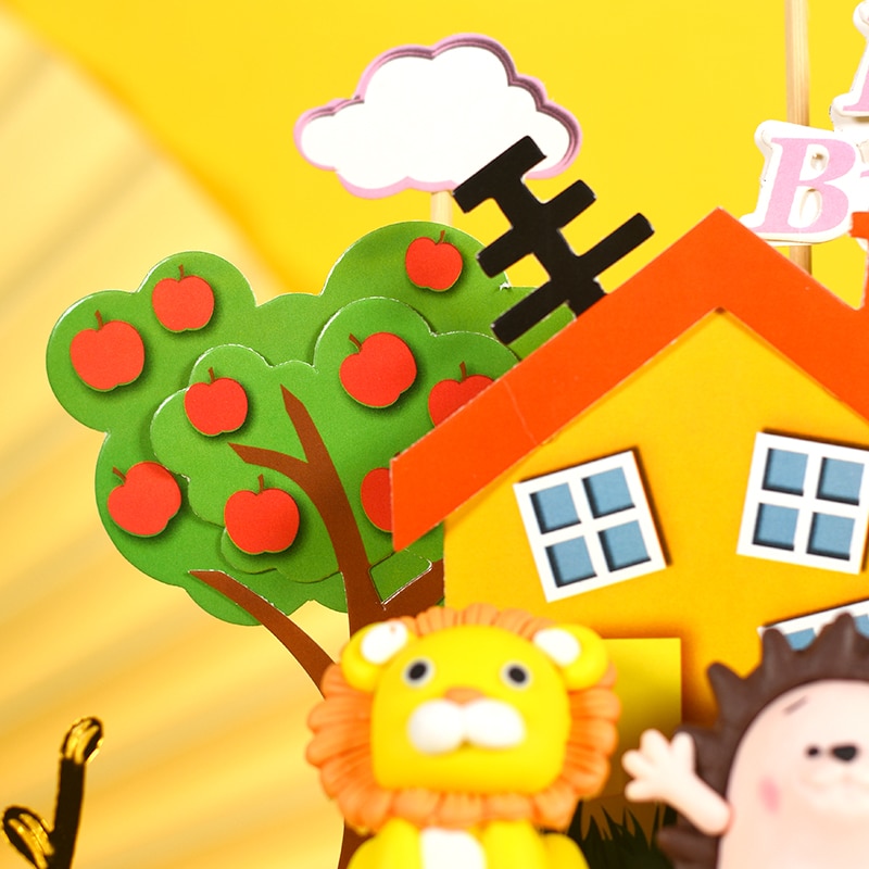 Cakelove 1pcs Party Cake Topper Cute Cartoon Animal Decor Ceramic Process Kids Baby Birthday Party Decoration Animals