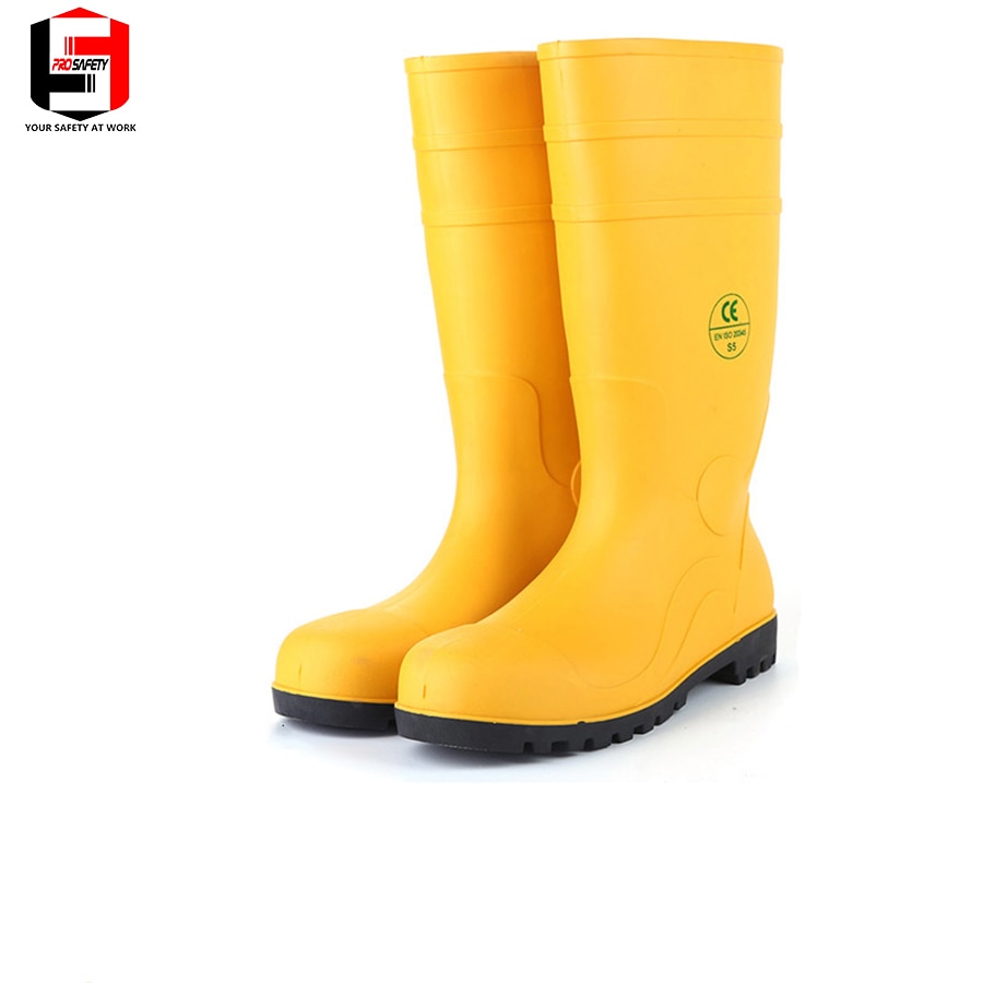 Light work Steel Toe insert PVC safety Boots Upper Material and Unisex Knee Safety Boots Clear Plastic Rain Boots