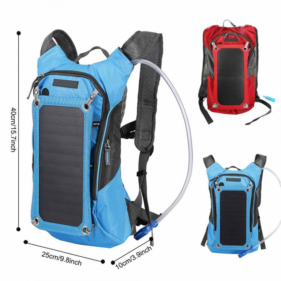 Mochila Solar multifunción de 6,5 W, tesoro de carga con Panel Solar de 2L, bolsa de agua al aire libre para ciclismo, accesorios para viaje