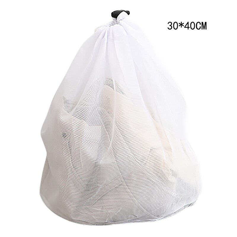 Mesh Laundry Bag Drawstring Washing Machine Laundry Bag Underwear Bra Socks Wash Net Large Capacity Clothes Storage Pouch: Fine net 30x40cm