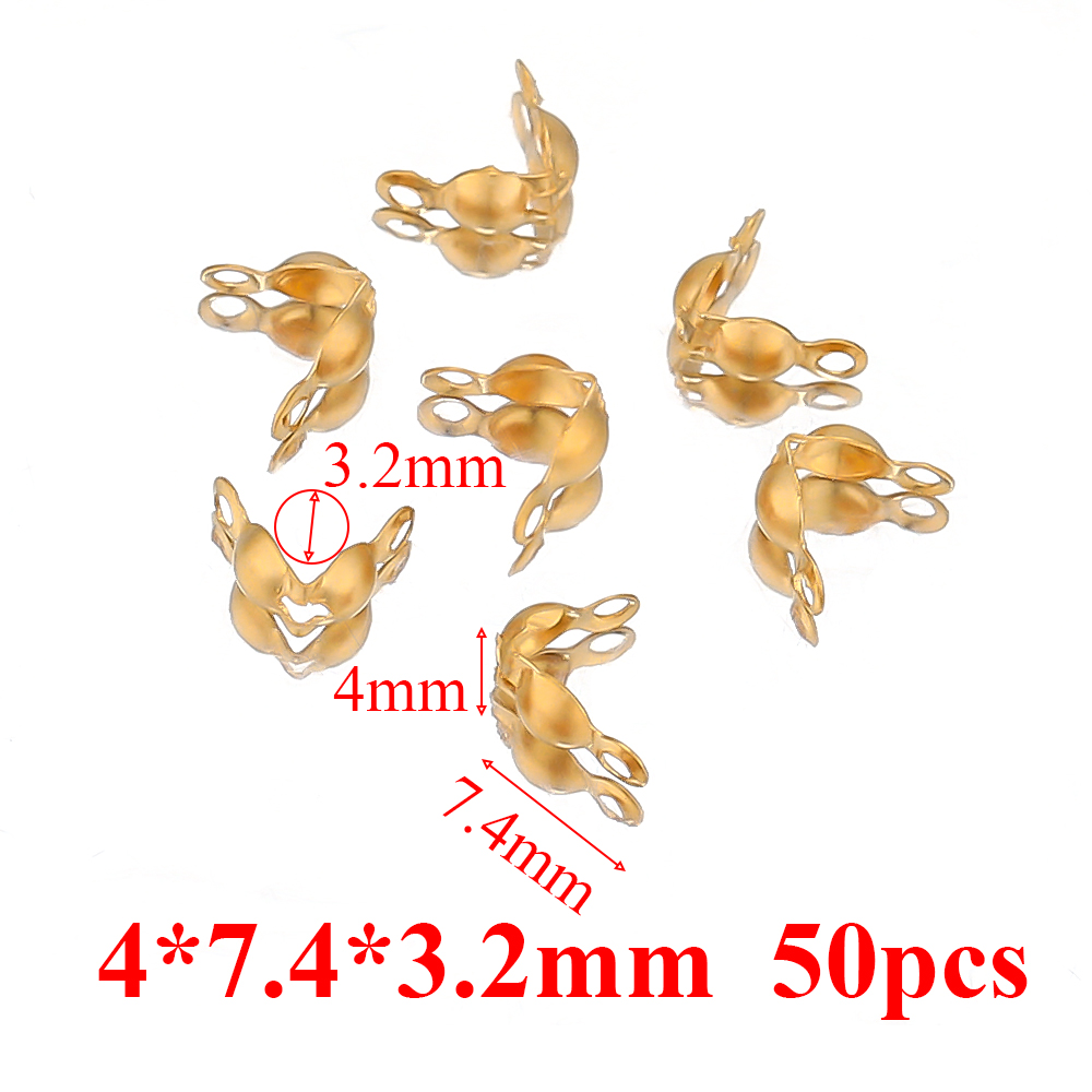 50–100 Stück Gold passend zu Edelstahl Kugelkette Calotte Crimps Perlen Verbinder Endverschlüsse für DIY Armbinde Halskette Herstellung: Licht Grau