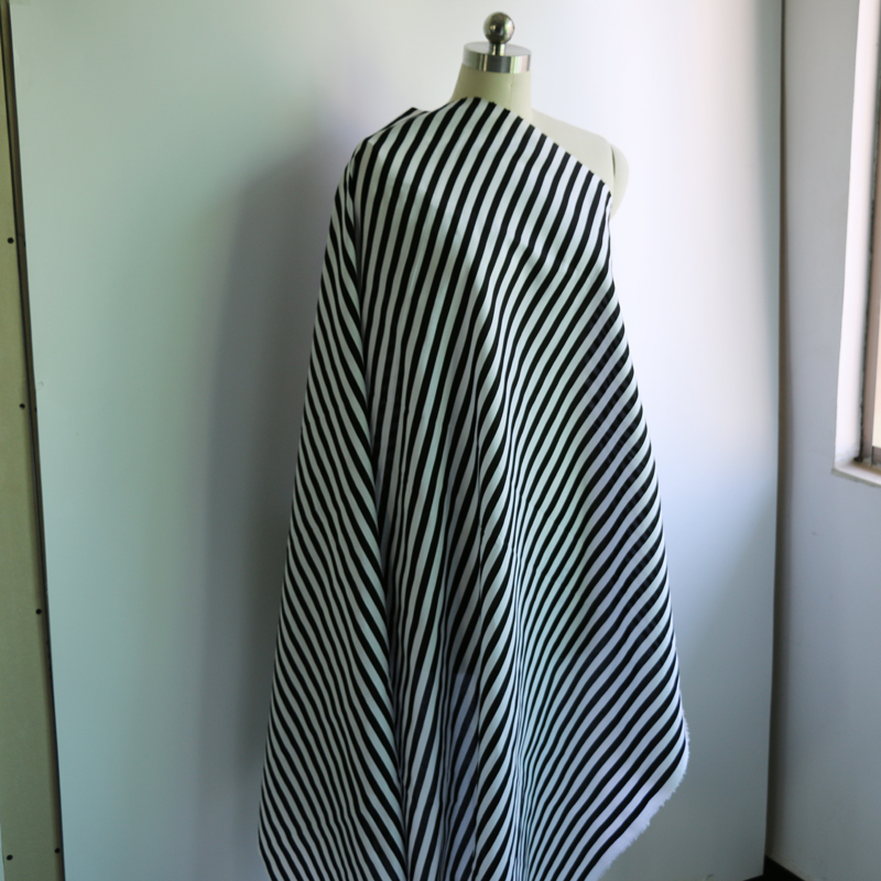 Black white stripe cotton fabric natural dress shirt material 100*145cm